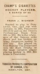 1924-25 Champ's Cigarettes (C144) #NNO Frank J. Nighbor Back