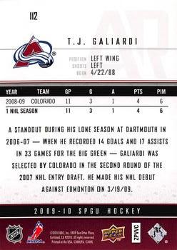 2009-10 SP Game Used #112 T.J. Galiardi Back