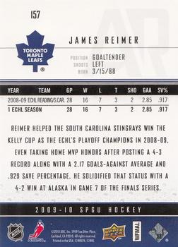 2009-10 SP Game Used #157 James Reimer Back