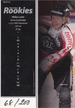 2006-07 Cardset Finland - Playmakers Rookies Silver #10 Miika Lahti Back