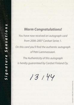 2006-07 Cardset Finland - Signature Sensations #NNO Petri Lammassaari Back