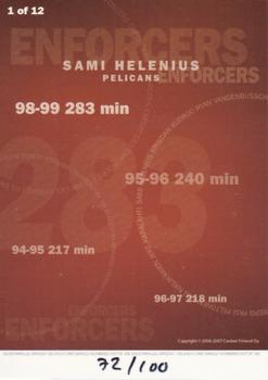 2006-07 Cardset Finland - Enforcers Silver #1 Sami Helenius Back