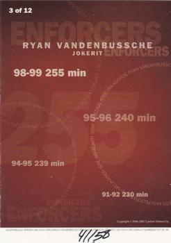 2006-07 Cardset Finland - Enforcers Gold #3 Ryan VandenBussche Back