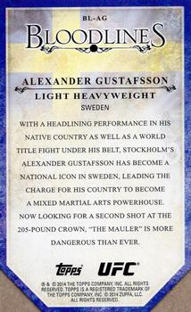 2014 Topps UFC Bloodlines - Bloodlines Die Cut #BL-AG Alexander Gustafsson Back