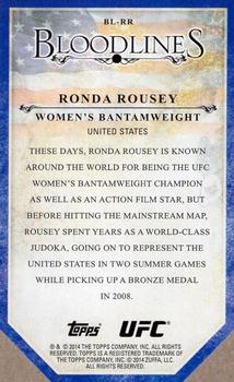 2014 Topps UFC Bloodlines - Bloodlines Die Cut #BL-RR Ronda Rousey Back