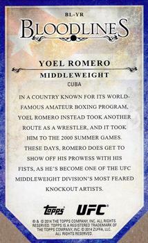 2014 Topps UFC Bloodlines - Bloodlines Die Cut #BL-YR Yoel Romero Back