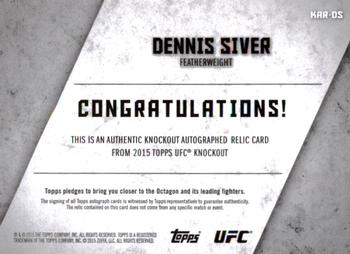2015 Topps UFC Knockout - Autographed Relics #KAR-DS Dennis Siver Back