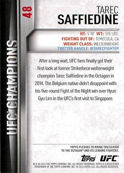 2015 Topps UFC Champions #48 Tarec Saffiedine Back