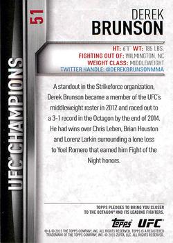 2015 Topps UFC Champions #51 Derek Brunson Back