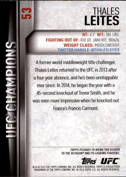 2015 Topps UFC Champions #53 Thales Leites Back