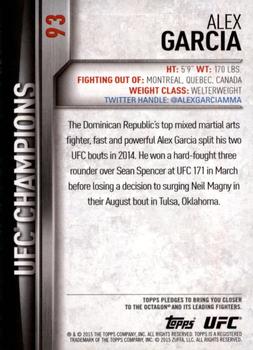 2015 Topps UFC Champions #93 Alex Garcia Back