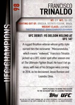 2015 Topps UFC Champions #98 Francisco Trinaldo Back