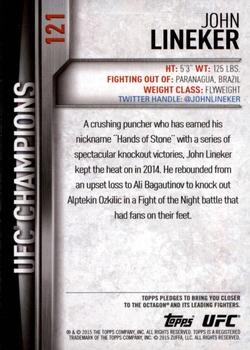 2015 Topps UFC Champions #121 John Lineker Back