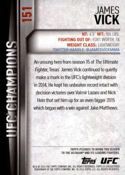 2015 Topps UFC Champions #151 James Vick Back