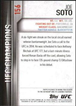 2015 Topps UFC Champions #156 Joe Soto Back