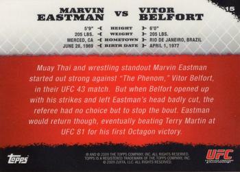 2009 Topps UFC Round 1 - Gold #15 Marvin Eastman / Vitor Belfort Back