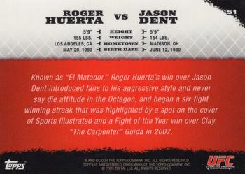 2009 Topps UFC Round 1 - Gold #51 Roger Huerta / Jason Dent Back