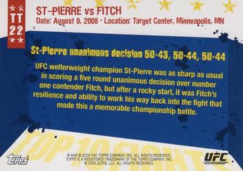 2009 Topps UFC Round 1 - Top 10 Fights of 2008 #22 Georges St-Pierre / Jon Fitch Back