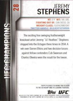 2015 Topps UFC Champions - Silver #28 Jeremy Stephens Back