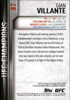 2015 Topps UFC Champions - Blue #87 Gian Villante Back