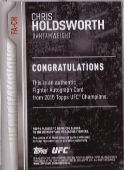 2015 Topps UFC Champions - Autographs #FA-CH Chris Holdsworth Back