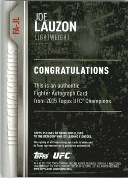 2015 Topps UFC Champions - Autographs #FA-JL Joe Lauzon Back