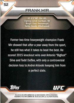2016 Topps UFC Knockout #52 Frank Mir Back