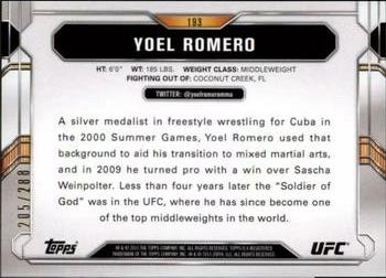 2015 Topps UFC Chronicles - Green #193 Yoel Romero Back