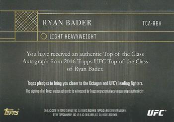 2016 Topps UFC Top of the Class - Red #TCA-RBA Ryan Bader Back