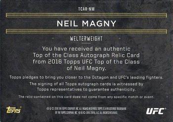 2016 Topps UFC Top of the Class - Autograph Relic #TCAR-NM Neil Magny Back