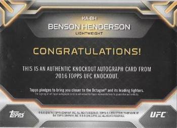 2016 Topps UFC Knockout - Autographs #KA-BH Benson Henderson Back