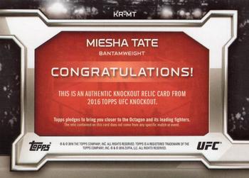 2016 Topps UFC Knockout - Relics Gold #KR-MT Miesha Tate Back