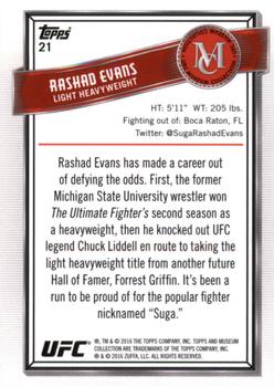 2016 Topps UFC Museum Collection #21 Rashad Evans Back