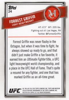 2016 Topps UFC Museum Collection #24 Forrest Griffin Back