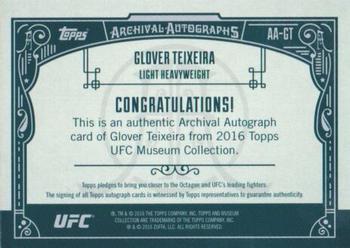 2016 Topps UFC Museum Collection - Archival Autographs #AA-GT Glover Teixeira Back