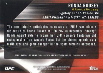 2017 Topps UFC Knockout #6 Ronda Rousey Back