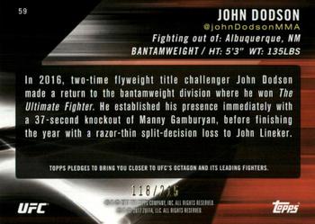 2017 Topps UFC Knockout - Green #59 John Dodson Back