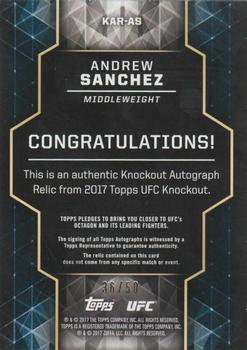 2017 Topps UFC Knockout - Knockout Autographed Relics Green #KAR-AS Andrew Sanchez Back