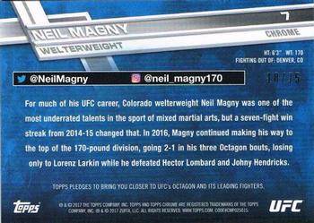 2017 Topps Chrome UFC - Blue Wave Refractor #7 Neil Magny Back