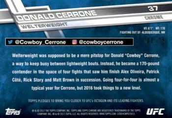 2017 Topps Chrome UFC - Blue Wave Refractor #37 Donald Cerrone Back