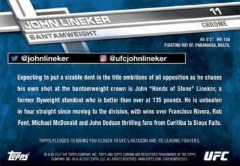 2017 Topps Chrome UFC - Diamond Refractor #11 John Lineker Back