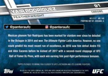 2017 Topps Chrome UFC - Diamond Refractor #91 Yair Rodríguez Back