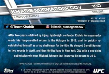 2017 Topps Chrome UFC - Diamond Refractor #100 Khabib Nurmagomedov Back