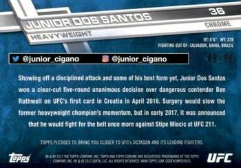 2017 Topps Chrome UFC - Green Refractor #36 Junior Dos Santos Back