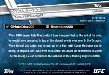 2017 Topps Chrome UFC - Green Refractor #55 Nate Diaz Back