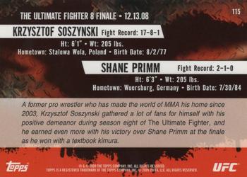2009 Topps UFC Round 2 - Gold #115 Krzysztof Soszynski / Shane Primm Back