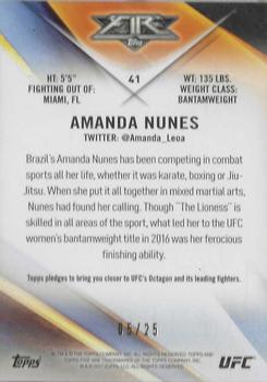 2017 Topps UFC Fire - Blue Flame #41 Amanda Nunes Back