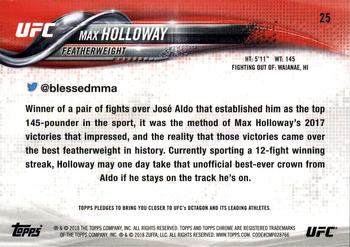 2018 Topps Chrome UFC #25 Max Holloway Back