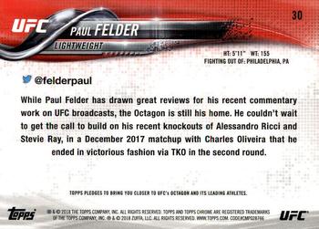 2018 Topps Chrome UFC #30 Paul Felder Back