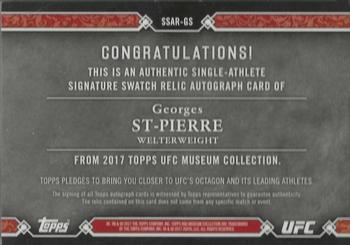 2017 Topps Museum Collection UFC - Single-Fighter Signature Swatches Relic Autographs #SSAR-GS Georges St-Pierre Back
